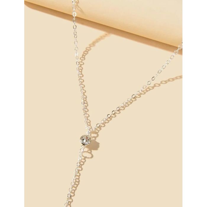 Corrente Coracao de Strass - PRATA