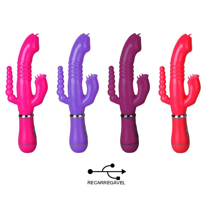 Vibrador 3 em 1 com Estimulador Anal - 7581