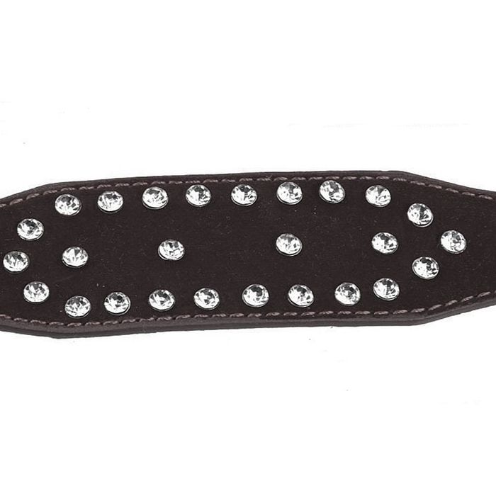 Algema com STRASS e Corrente - Couro Luxo - Preto