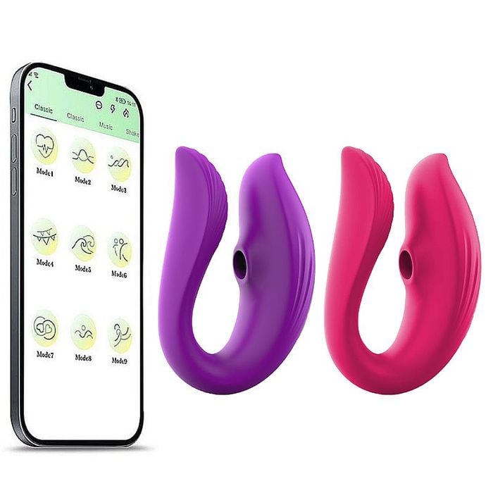 Vibrador para Casal com Sugador - App - 7477