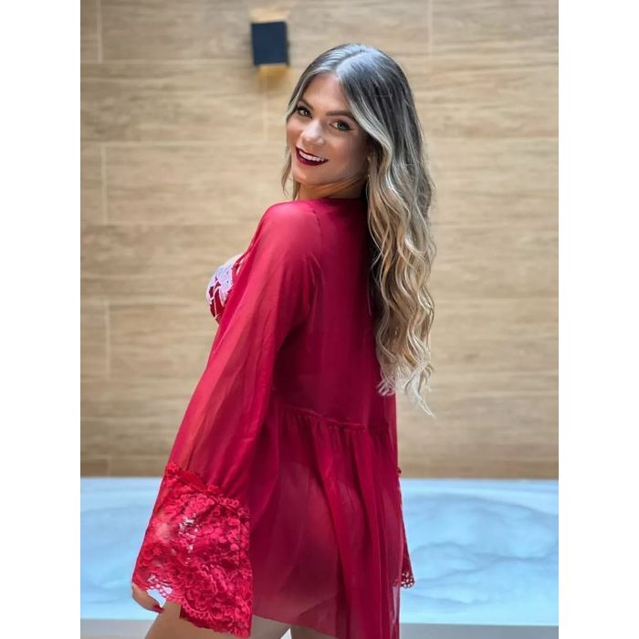 Robe Stella VERMELHO - em renda e tule