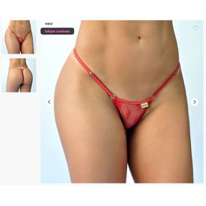 Calcinha Honrada - Rubi - Fio Dental em Renda com Detalhe de Fio Lurex no Viés