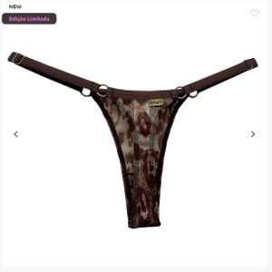 Calcinha Indócil - Onça - Fio Dental Animal Print em Tule Lurex