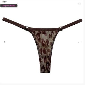Calcinha Indócil - Onça - Fio Dental Animal Print em Tule Lurex