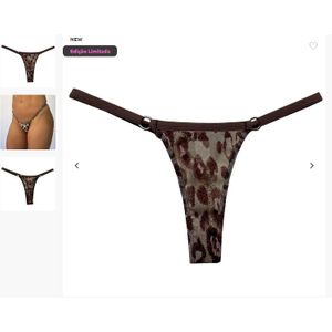 Calcinha Indócil - Onça - Fio Dental Animal Print em Tule Lurex