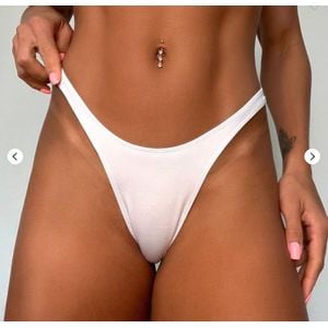 Calcinha Esquenta - BRANCO - Calcinha Fio Dental Asa Delta em Cirrê
