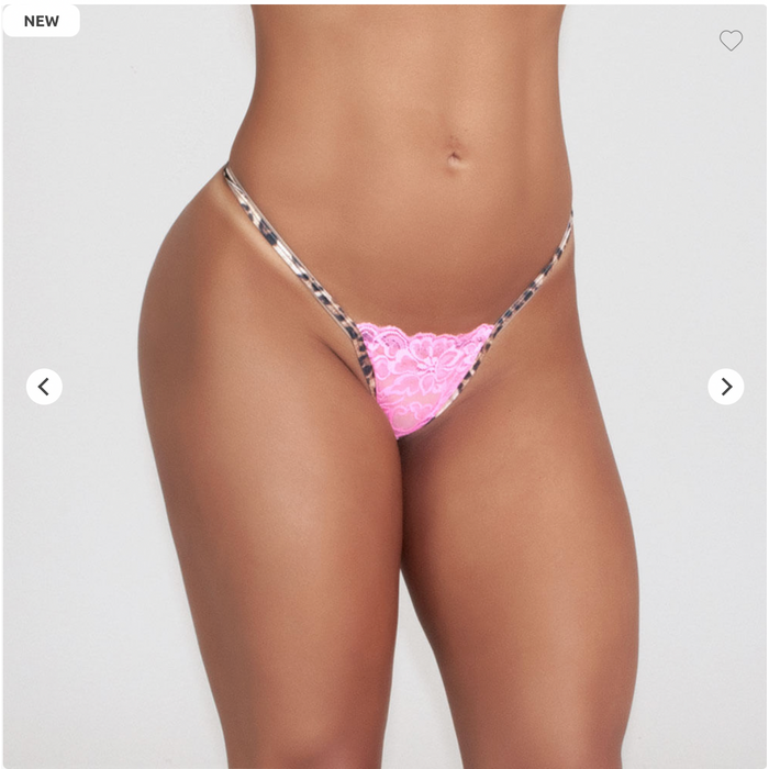 Calcinha TIÊ - Cores variadas -  Fio Dental em Renda com Detalhe Animal Print - sensualle