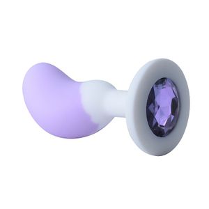 Plug Anal em Silicone com Pedra - P - Formato de Feijão - 8,2 X 2,7 - 8938