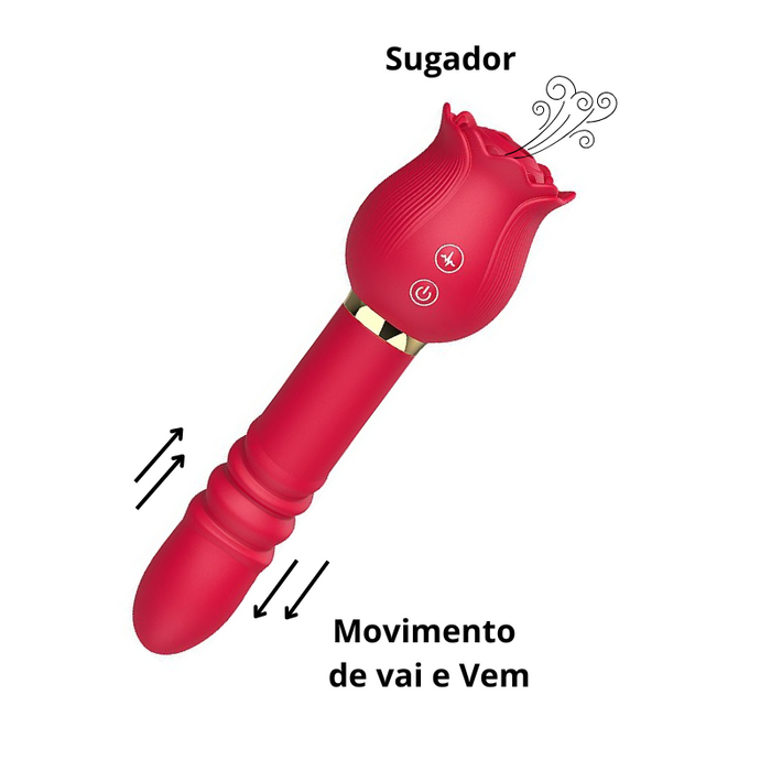 Vibrador Sugador e Vai e vem - Christine - Rosa - 8883