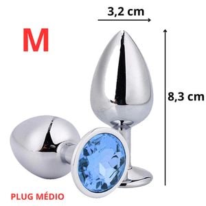 Plug em Metal Redondo Prata  - M - 5846