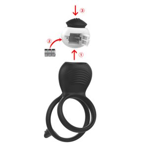 Anel Peniano Duplo em Silicone com Vibrador - 8207