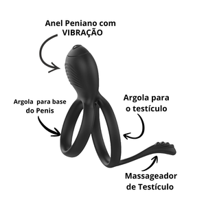Anel Peniano Duplo em Silicone com Vibrador - 8207