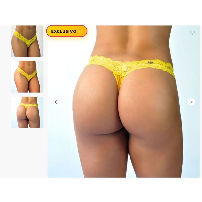 CALCINHA LUA FIO DENTAL EM RENDA E TULE - AMARELO - sensualle