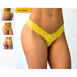 CALCINHA LUA FIO DENTAL EM RENDA E TULE - AMARELO - sensualle
