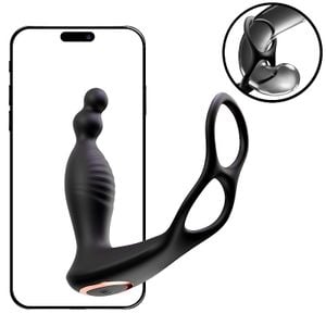 Massageador para Próstata com Aquecimento e Anel Duplo e Vibração - App - 9761