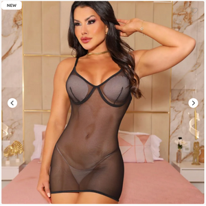 CAMISOLA CLOÉ ABERTA NAS COSTAS MODELO SEXY EM TULE TRANSPARENTE - Sensualle