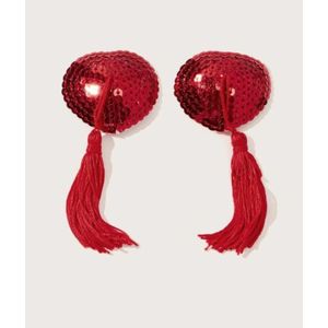 Adesivo de Seio Coração com Pompom VERMELHO