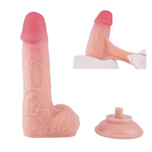 Dildo Super Realístico Dupla Camada - Ventosa Removível - 18,5 X 4,0 cm - 7981