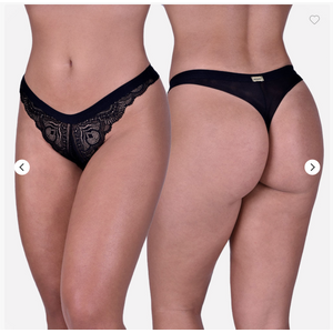 CALCINHA SHIVA - PRETO - FIO DENTAL SEXY EM RENDA E TULE DOBRADO - SENSUALLE