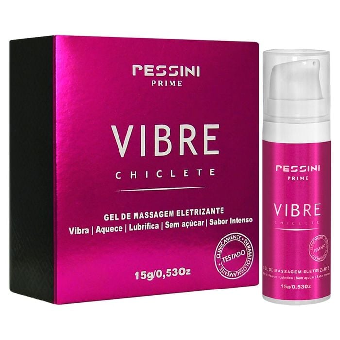 ESTIMULANTE FEMININO VIBRE GEL MASSAGEM ELETRIZANTE - SABOR CHICLETE