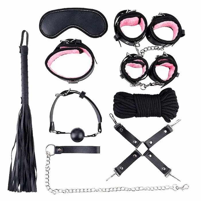 KIT SADO - PRETO COM ROSA -  8 PEÇAS  ACOLCHOADAS 