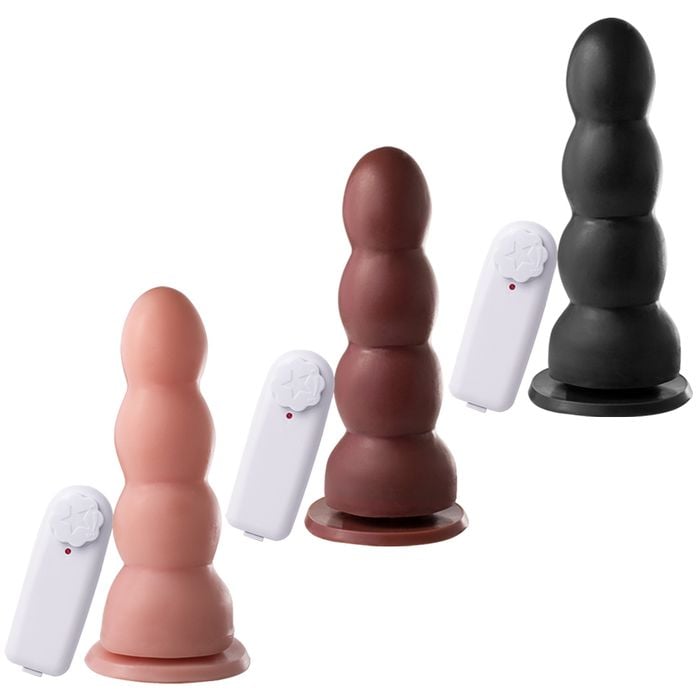 Plug Anal com Vibrador e Ventosa 17,5 X 5 cm