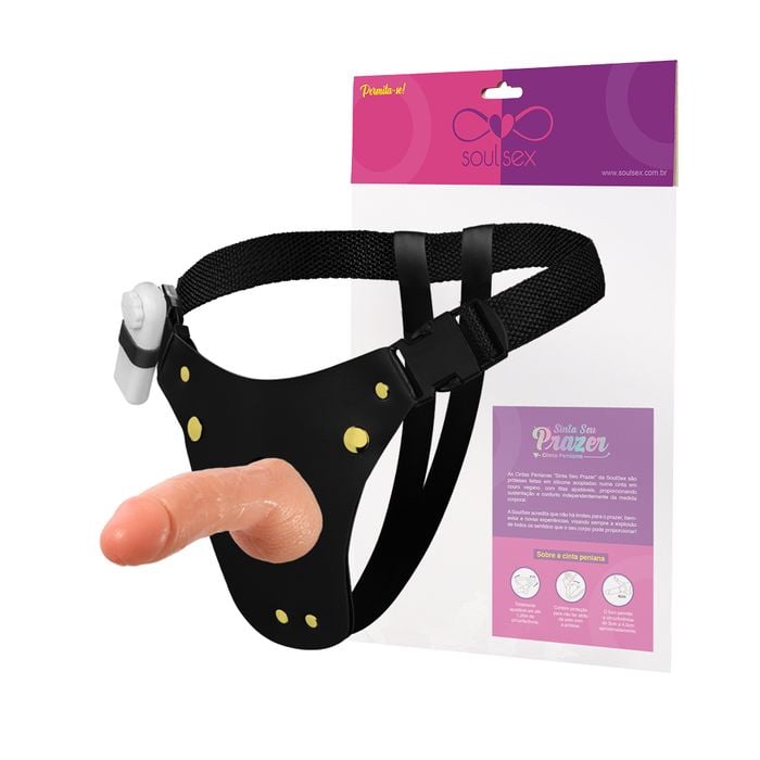 Cinta Peniana Prótese Pênis Realística Com Vibro 15x3,3cm