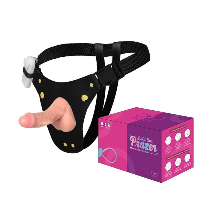 Cinta Peniana Prótese Pênis Realística Com Vibro 15x3,5cm