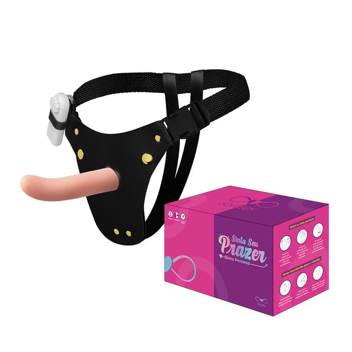 Cinta Peniana Couro Ponto G com Vibro 15,5x4cm