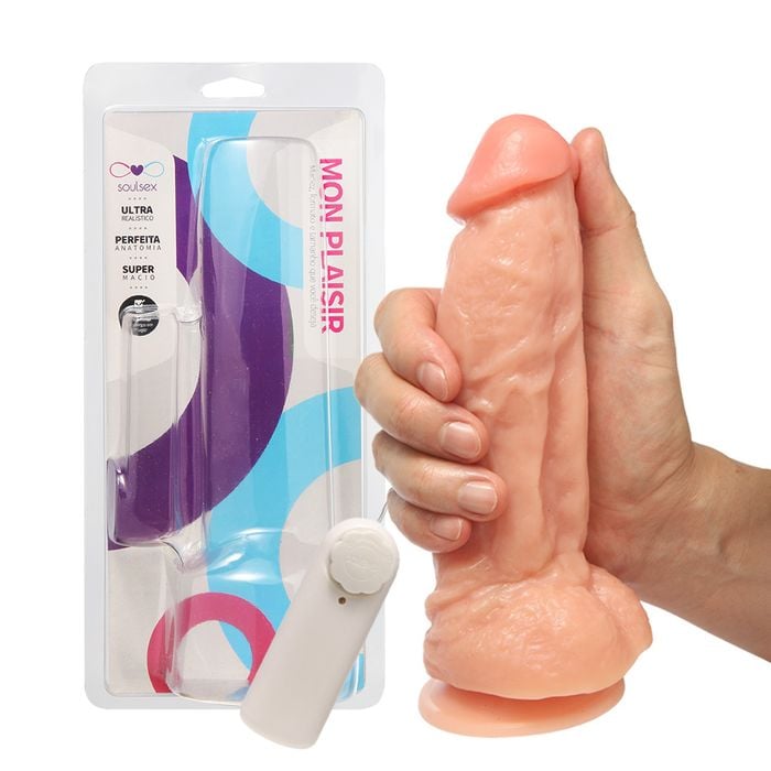 Pênis com Vibrador Ventosa e Escroto 18 X 4 cm