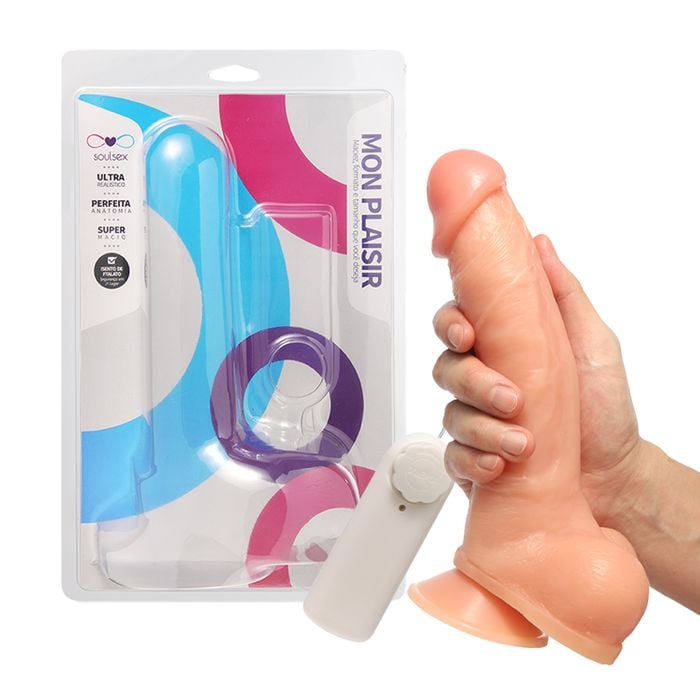 Pênis com Vibrador e Ventosa 21,5 x 5,4 cm