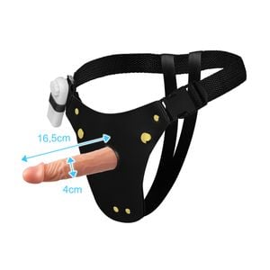 Cinta Peniana Couro Prótese Realística com Vibro 16,5x4cm