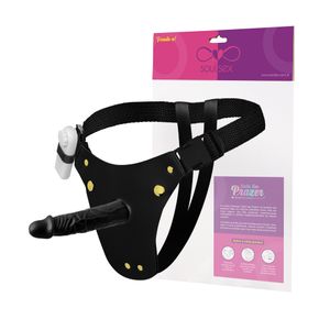 Cinta Peniana Couro Prótese Realística com Vibro 16,5x4cm