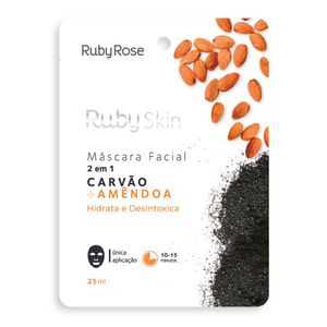 Mascara Facial De Tecido Carvao E Amendoa Skin 2 Em 1 - Hb706 - Rubyrose