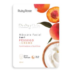 Mascara Facial De Tecido Pessego E Creme Skin 2 Em 1 - Hb708 - Rubyrose