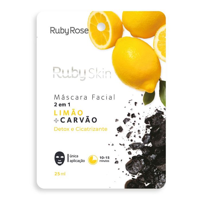 Mascara Facial De Tecido Limao E Carvao Skin 2 Em 1 - Hb707 - Rubyrose