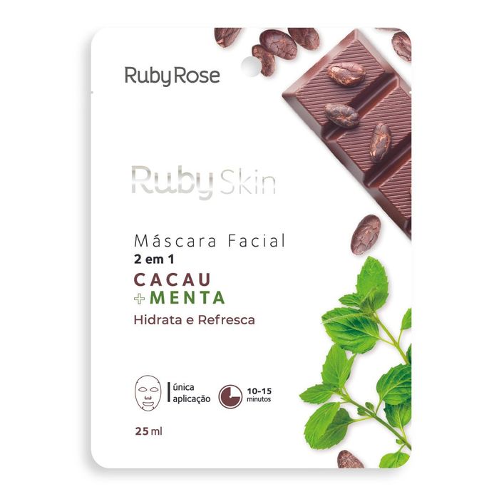 Mascara Facial De Tecido Cacau E Menta Skin 2 Em 1 - Hb710 - Rubyrose