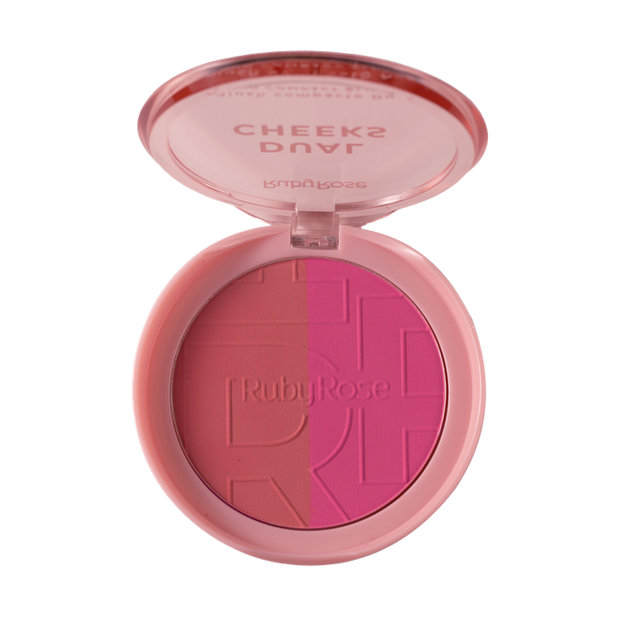 DUAL CHEEKS BLUSH COMPACTO PEACHY/FUCHSIA HBM03-2 RUBYROSE