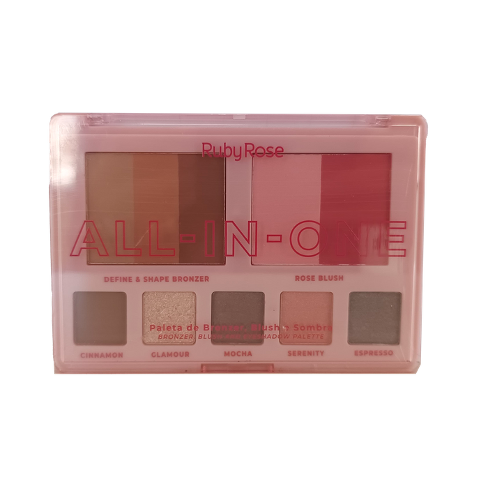 HBM1002 - PALETA DE BRONZER, BLUSH E SOMBRA ALL IN ONE - RUBY ROSE