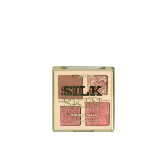 HBM1003-2 PALETA DE CONTORNO  BLUSH ILUMINADOR GOLD SPARKLE  SILK SKIN RUBY ROSE