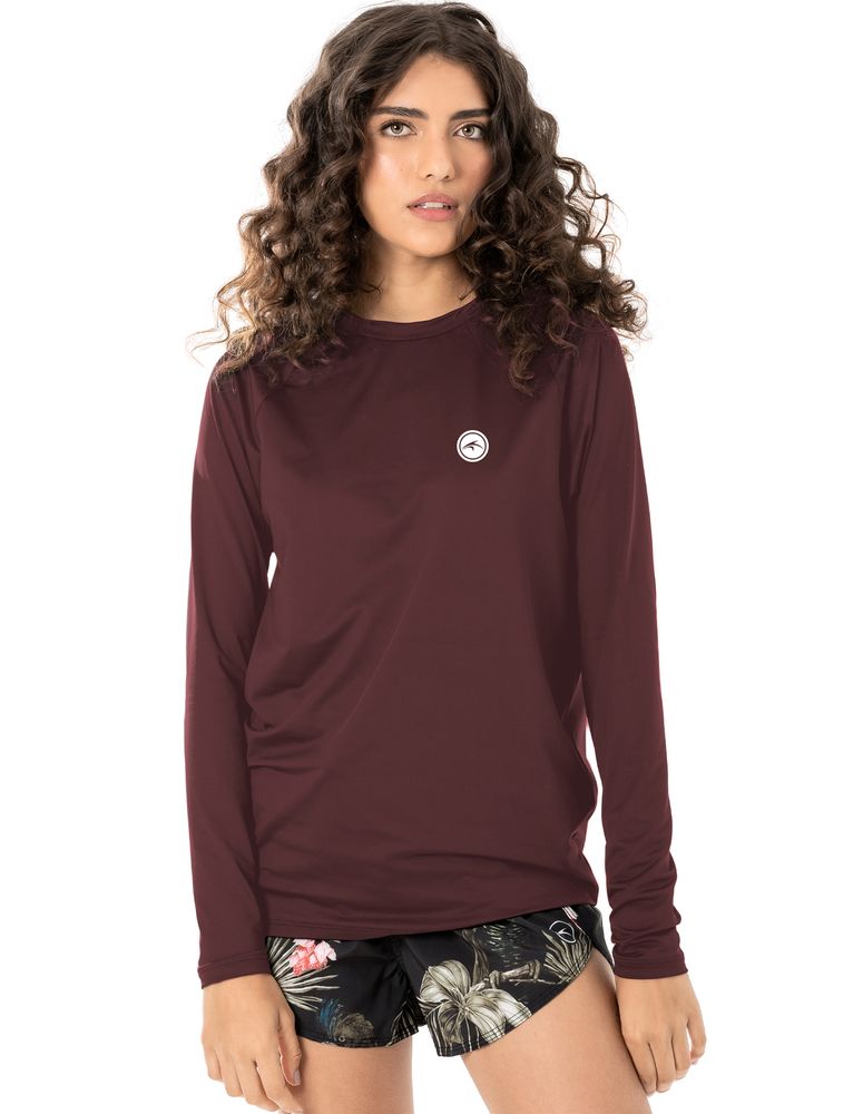 Camiseta Uv Manga Longa Feminino Chest Bordo