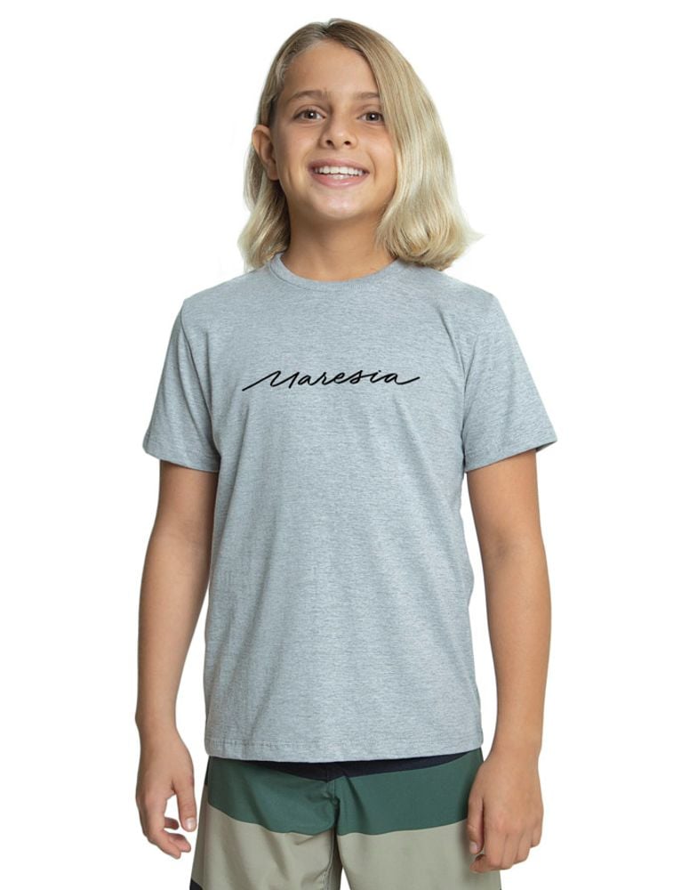 Camiseta Silk Juvenil Big Signature Mescla Cinza
