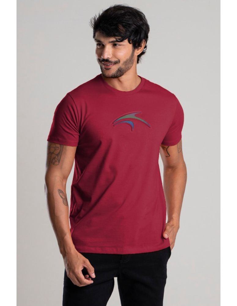 Camiseta Especial Emboss Logo Refletivo Bordo Profundo