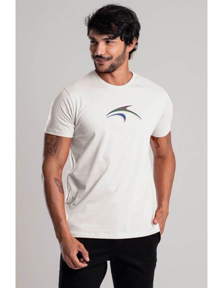 Camiseta Especial Emboss Logo Refletivo Baunilha