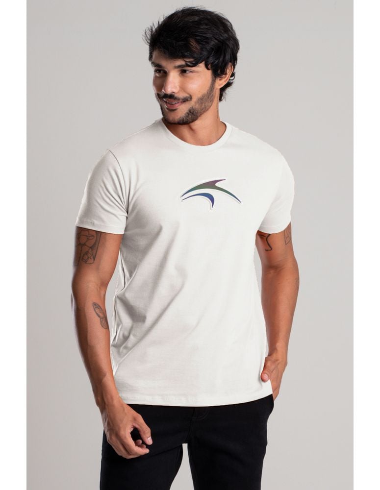 Camiseta Especial Emboss Logo Refletivo Baunilha