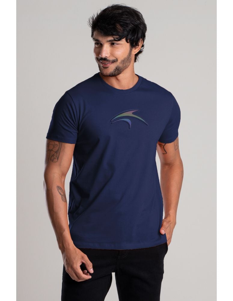 Camiseta Especial Emboss Logo Refletivo Azul Navy