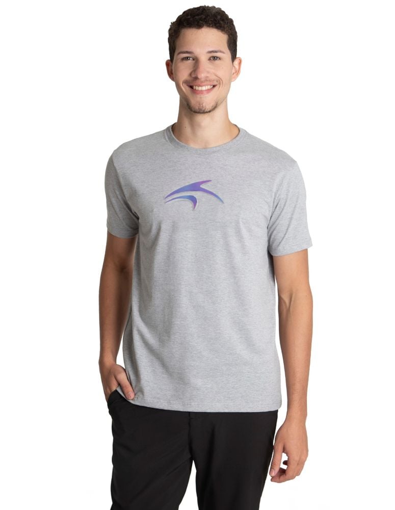 Camiseta Especial Emboss Logo Refletivo Mescla Cinza