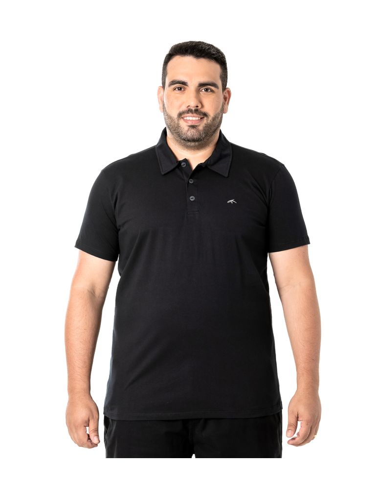Camiseta Polo Plus Size Basic One Preto