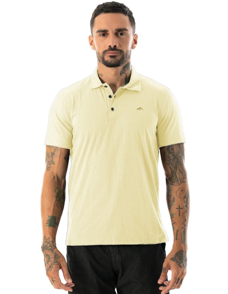 Camiseta Polo Basic One Amarelo Parafina