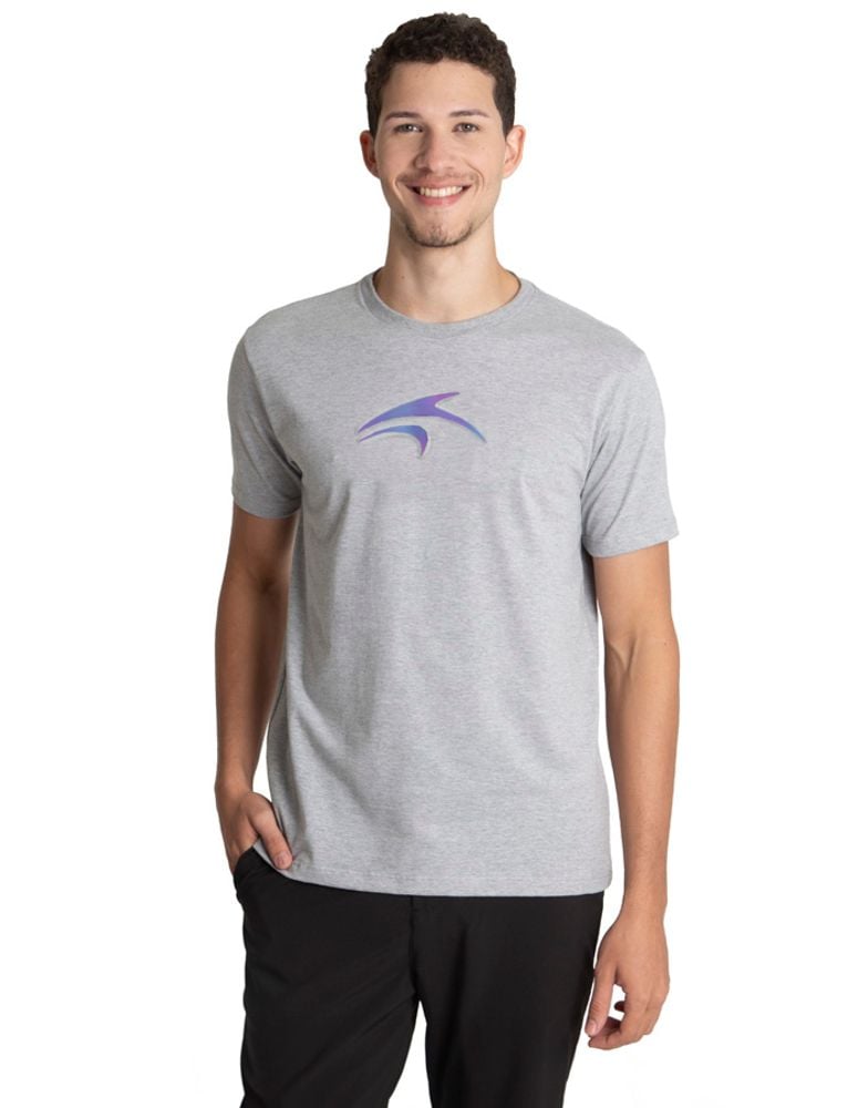 Camiseta Especial Emboss Logo Refletivo Mescla Cinza